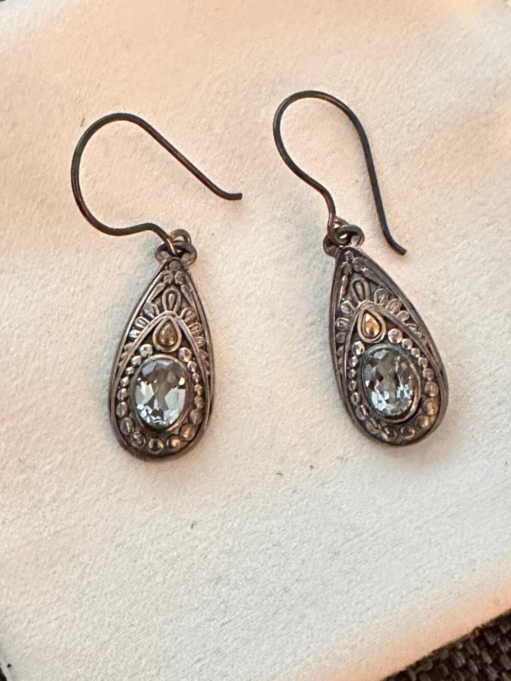 Aquamarine and Silver Teardrop Earrings